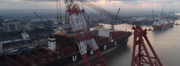 GALLERY: Hapag-Lloyd’s ultra large boxship gets its LNG bunker tank in landmark conversion